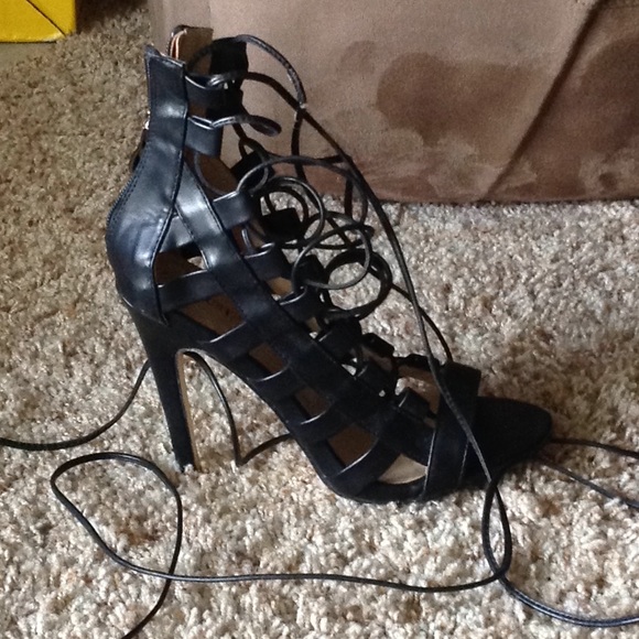 Lace Up Ankle Wrap Heels - Picture 2 of 2